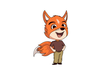 Cute Fox Character Design Illustration