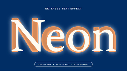 Blue orange and white neon 3d editable text effect - font style