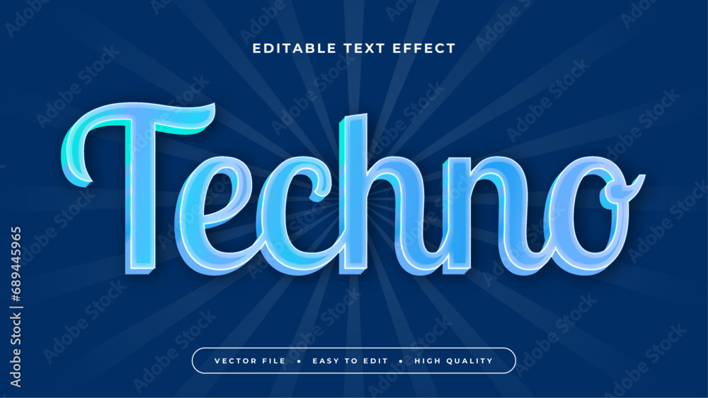 Aufkleber blue techno 3d editable text effect - font style