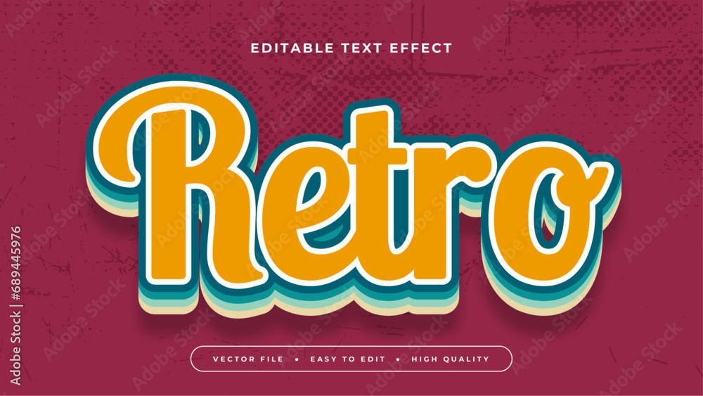 Poster Green white and red retro 3d editable text effect - font style