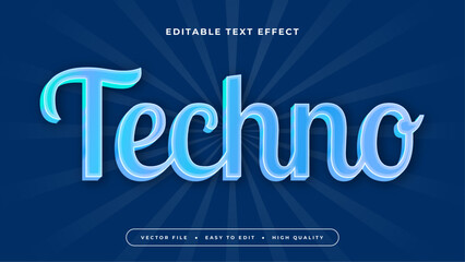 Fototapeta premium Blue techno 3d editable text effect - font style