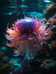 Fototapeta na wymiar Beautiful jellyfish with vivid colors