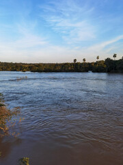 Parana River, Iguazu Falls, border of Argentina and Brazil. Day photo.