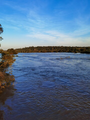Parana River, Iguazu Falls, border of Argentina and Brazil. Day photo.