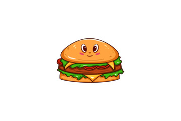 Cute Hamburger Character Design Illustration