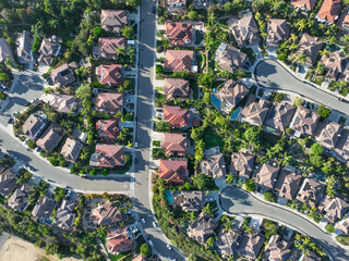 Aerial view of houses in Vista, Carlsbad in North County of San Diego, California. USA