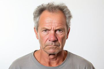 Middle-aged faces reveal disappointment and introspection, with lines of worry around their eyes and reflective frowns - obrazy, fototapety, plakaty