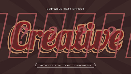 Brown and red creative 3d editable text effect - font style