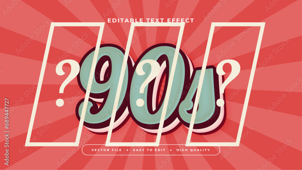 Aufkleber red brown and white 90s 3d editable text effect - font style