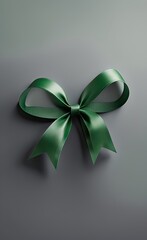 green bow with ribbon on white