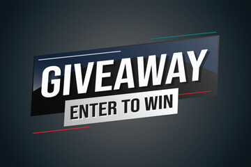 giveaway enter and win word vector illustration blue 3d style for social media landing page, template, ui, web, mobile app, poster, banner, flyer, background, gift card, coupon, label, wallpaper	
