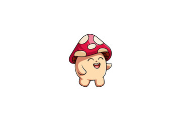 Cute Red Mushroom Character Illustration