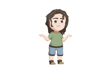Cute Little Girl Character Illustration