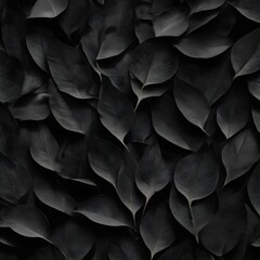 Close-up shot of abstract black leaf textures, showcasing the unique details and shapes of tropical foliage