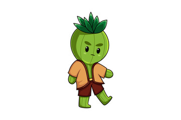 Cute Cactus Character Design Illustration