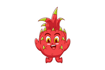 Cute Dragon Fruit Character Design Illustration