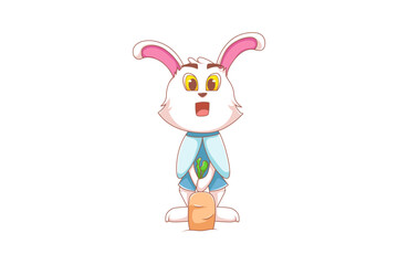 Naklejka premium Cute Rabbit Character Design Illustration
