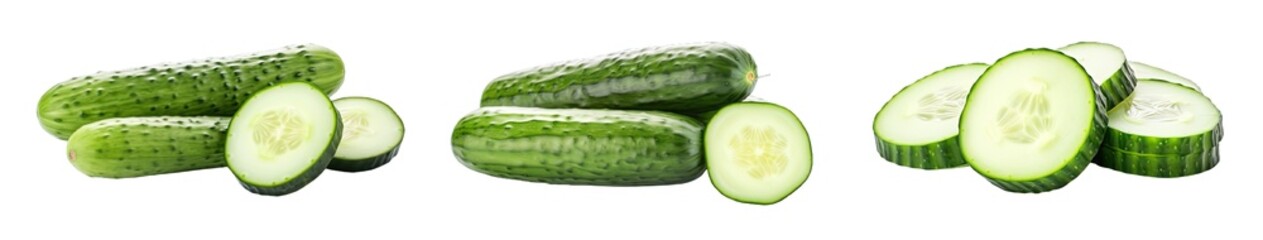 Collection of PNG. Cucumber isolated on a transparent background.