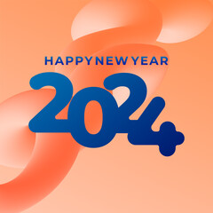 NEW YEAR 2024 BANNER CELEBRATION ABSTRACT BACKGROUND MODERN GRADIENT COLOR DESIGN. NEW YEAR GREETINGS AND INVITATIONS SIMPLE VECTOR