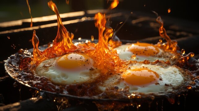 Traditional English Breakfast Frying Pan Egg, Background Image, Desktop Wallpaper Backgrounds, HD