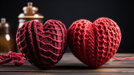 Two Red Clews Heart Shape Vintage, Background Image, Desktop Wallpaper Backgrounds, HD