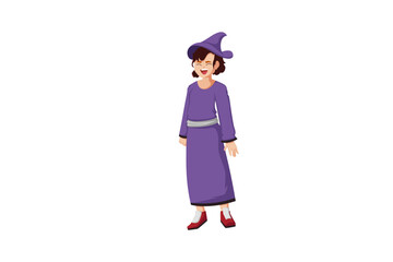 Cute Halloween Witch Character Illustration