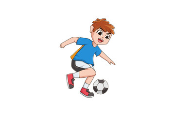 Cute Football Player Boy Character Illustration