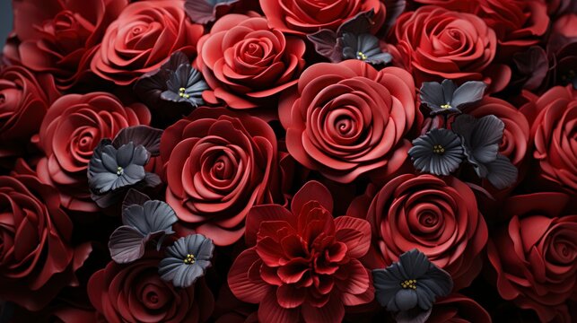 Valentines Day Frame Made Rose Flowers, Background Image, Desktop Wallpaper Backgrounds, HD