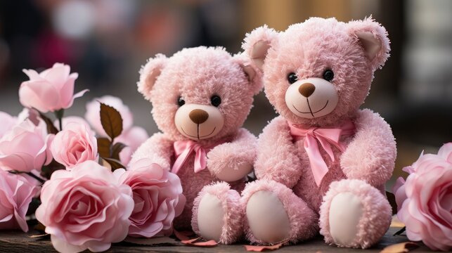 Valentines Day Love Heart Couple Teddy, Background Image, Desktop Wallpaper Backgrounds, HD