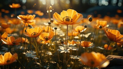 Vintage Style Buttercup Flowers Spring, Background Image, Desktop Wallpaper Backgrounds, HD