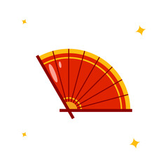 Flat Illustration of Traditional Chinese Fan Vector Isolated on a White Background.