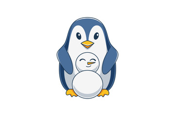 Cute Penguin Character Design Illustration