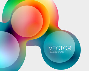 Beautiful flowing round shapes and circles abstract background. Liquid color bubble composition