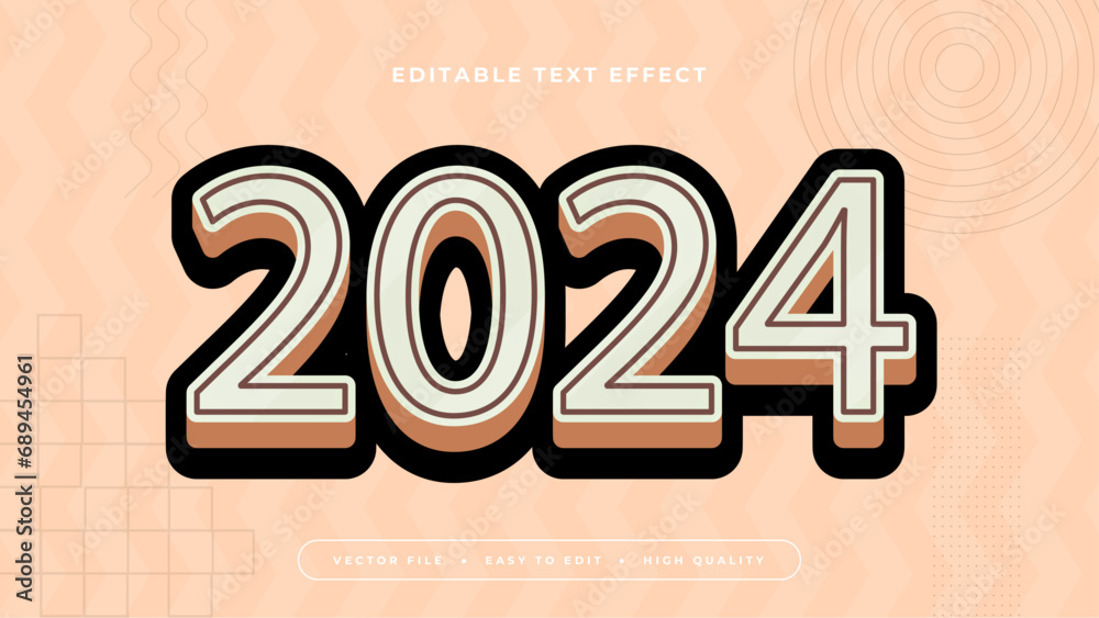 Poster Beige brown and black 2024 3d editable text effect - font style