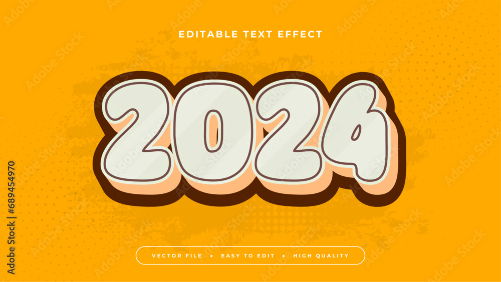 Poster Yellow beige and brown 2024 3d editable text effect - font style