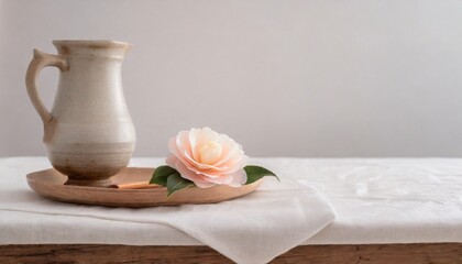 Obraz na płótnie Canvas 美しい和食器　椿の花