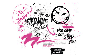 t shirt graphics print vector illustration design, graffiti slogan print, Urban typography hipster street art graffiti slogan print with neon spray effect for graphic tee t shirt or sweatshirt.eps8