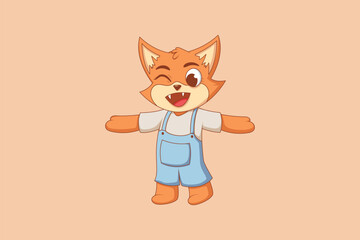 Cute Fox Character Design Illustration