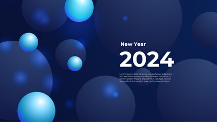 Happy new year 2024 celebration background. vector art and illustration for, landing page, banner, flyer. Blue and purple violet vector abstract minimal modern happy new year 2024 banner