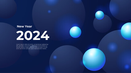 Happy new year 2024 celebration background. vector art and illustration for, landing page, template, ui, web, mobile app, poster, banner, flyer. Blue vector stylish 2024 new year banner