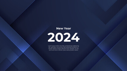 Happy new year 2024 celebration background. vector art and illustration for, landing page, template, ui, web, mobile app, poster, banner, flyer. Blue vector stylish 2024 new year banner