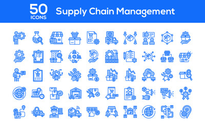 Supply Chain Management Blue color Icon Collection