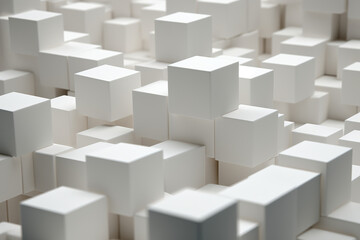 3D of white cubes, smooth surface
