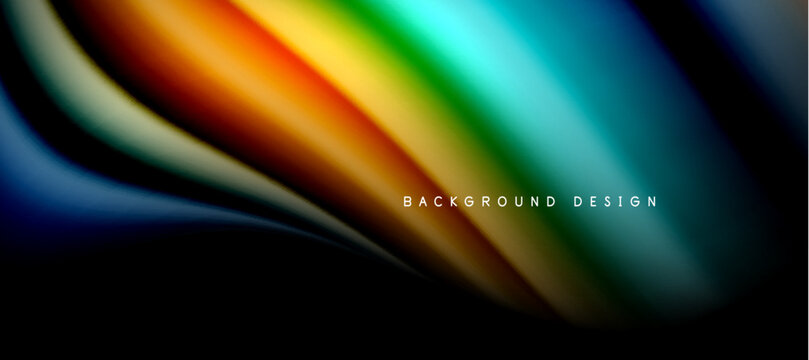 Rainbow color wave lines on black. Techno or business abstract background for posters, covers, banners, brochures, websites