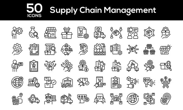 Supply Chain Management Outline Icon Collection