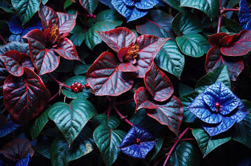 red and blue flowers