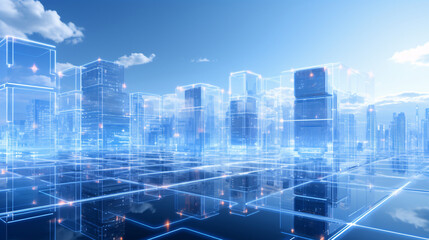 Fototapeta na wymiar Smart City Future city technology city blueprint illustration