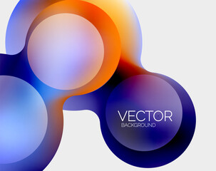Beautiful flowing round shapes and circles abstract background. Liquid color bubble composition