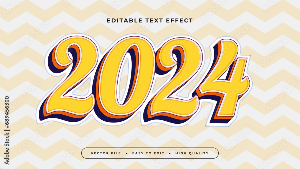 Poster Yellow orange and gray grey 2024 3d editable text effect - font style