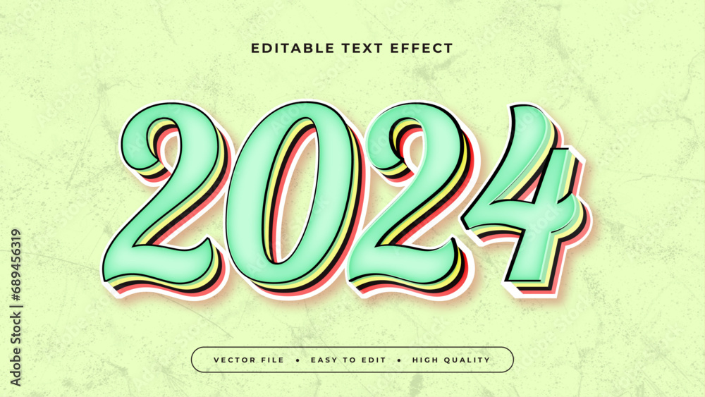 Poster Green yellow and red 2024 3d editable text effect - font style